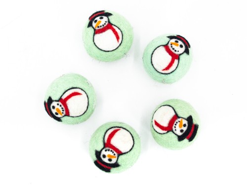 Wool Felt Ball with Snowman Design