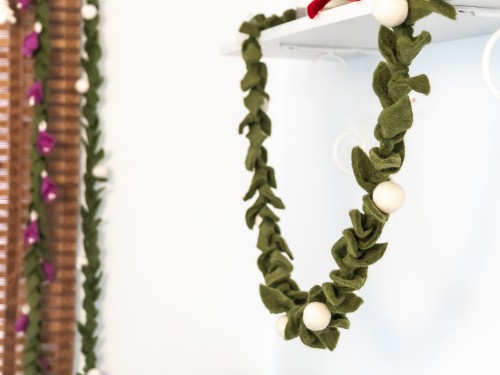 6ft Green Felt Leaf Garland