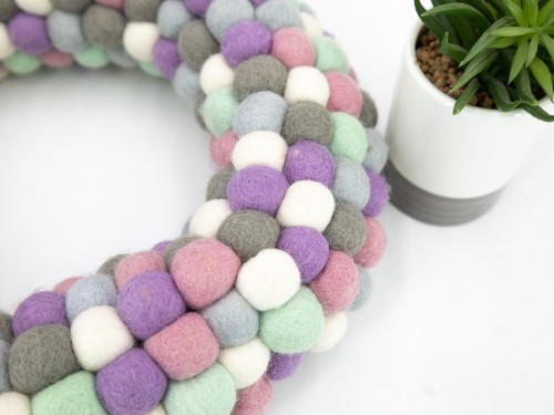 Pastel Felt Ball Wreath
