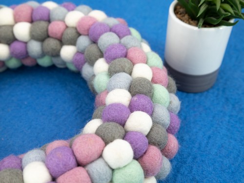 Pastel Felt Ball Wreath