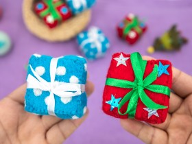 4.5cm Wool Felt Christmas Gift Box - Felt and Yarn
