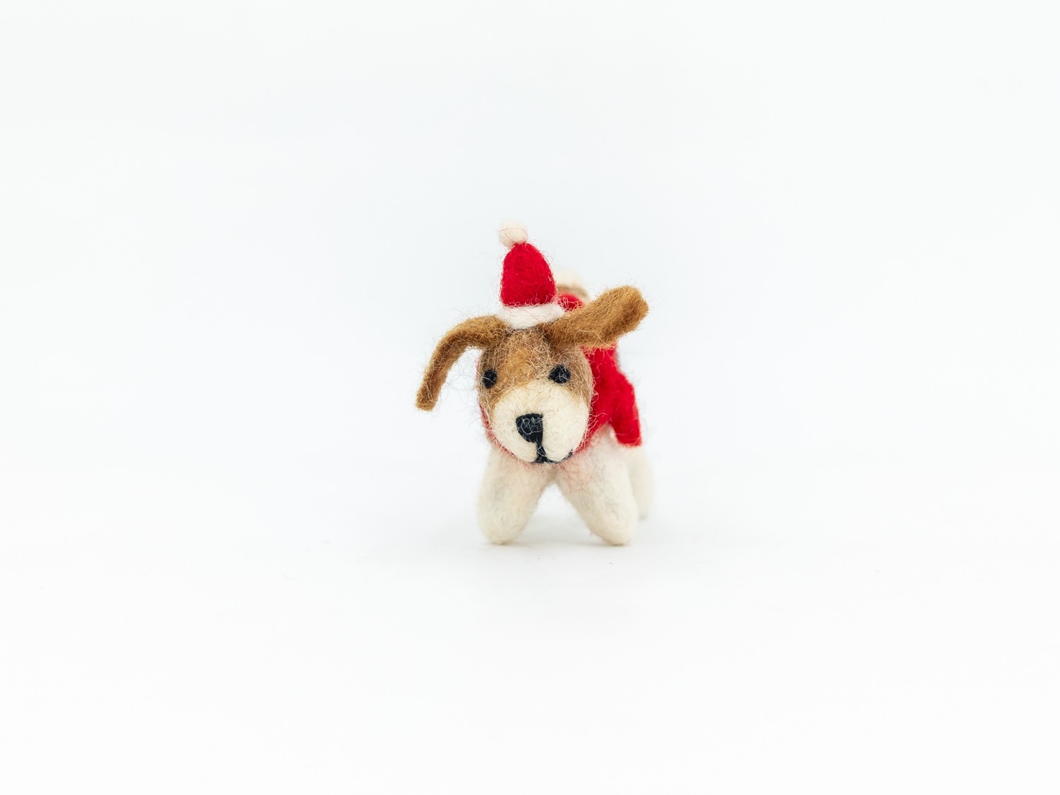 Handmade in Nepal Felt Dog Santa Hat Felt and Yarn