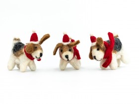 Felt Dog Santa Hat with Red Scarf