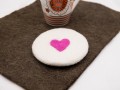 10cm Valentine Felt Coaster with Heart Design