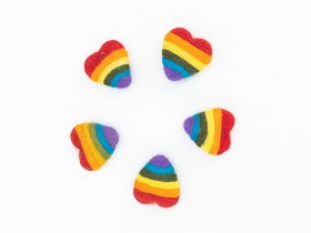 5cm Felted Heart with Rainbow