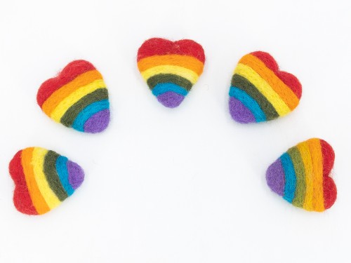5cm Felted Heart with Rainbow