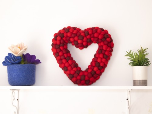 30cm Red Heart Wreath