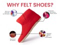 Red Felt Wool Boots with Suede Soles