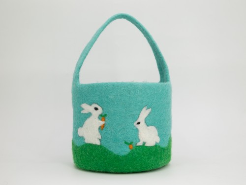 15cm Felt Easter Basket with 5pcs Easter Egg