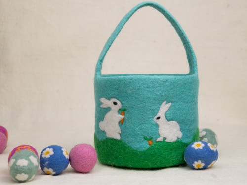 15cm Felt Easter Basket with 5pcs Easter Egg