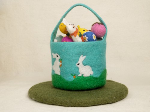 15cm Felt Easter Basket with 5pcs Easter Egg