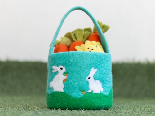 15cm Felt Easter Basket with 5pcs Easter Egg