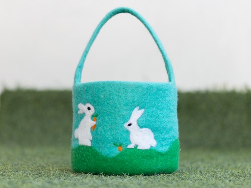 15cm Felt Easter Basket with 5pcs Easter Egg