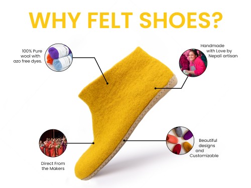 100% Wool Yellow Felt Boot