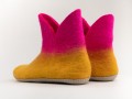Pink and Yellow Felted Woolen Full Boots