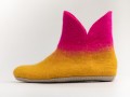 Pink and Yellow Felted Woolen Full Boots
