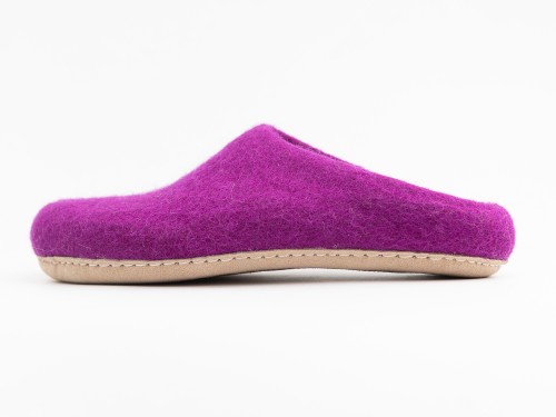 Purple Wool Felt Unisex Slippers