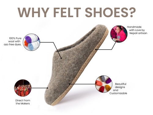 Natural Wool Felt Slipper