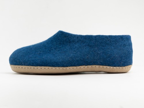 Blue Wool Felt Ankle Shoes