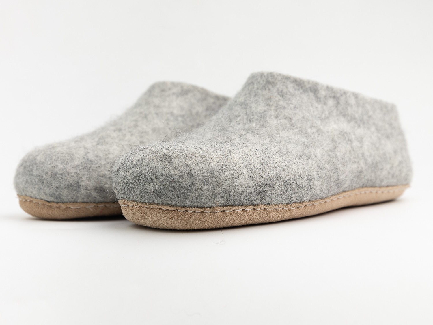 Grey Handmade Wool Felt Ankle Boot