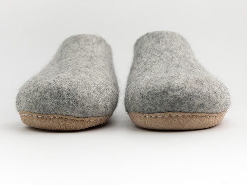 Grey Handmade Wool Felt Ankle Boot