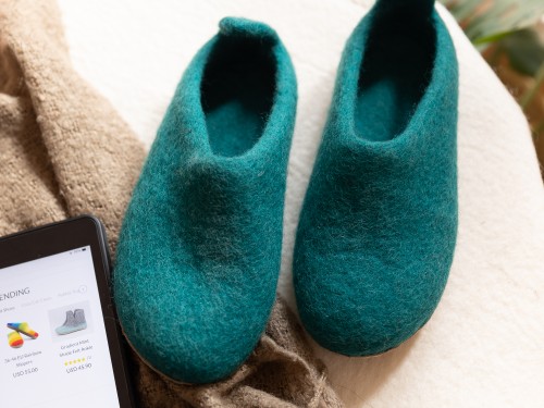 Cyan Comfy Foot Wear with Tail