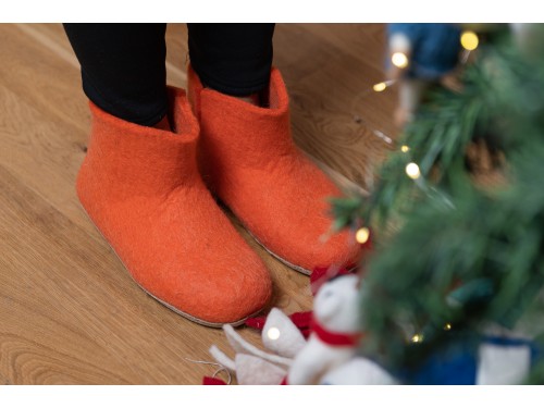 Orange Felt Boots
