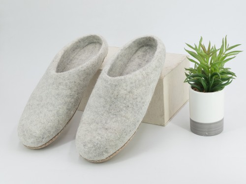 Light Grey Felt Slippers