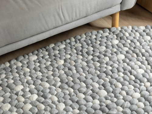 Large Wool Pebble Stone Oval Rug