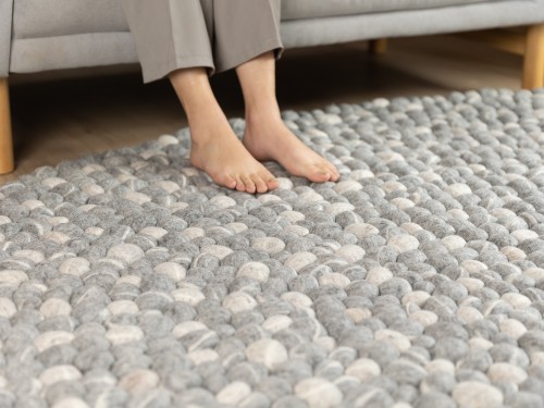 Large Wool Pebble Stone Oval Rug