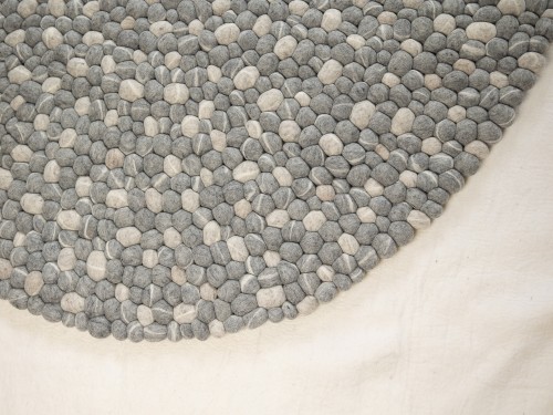 Large Wool Pebble Stone Oval Rug