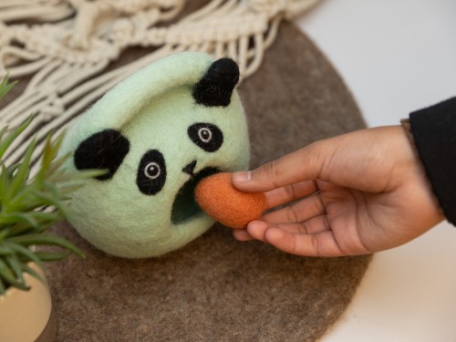 Handmade Felt Kids Panda Easter Egg Basket