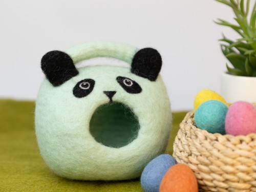 Handmade Felt Kids Panda Easter Egg Basket