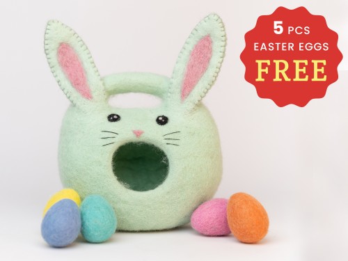 Wool Felt Bunny Easter Basket