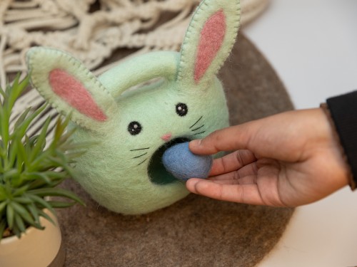 Wool Felt Bunny Easter Basket