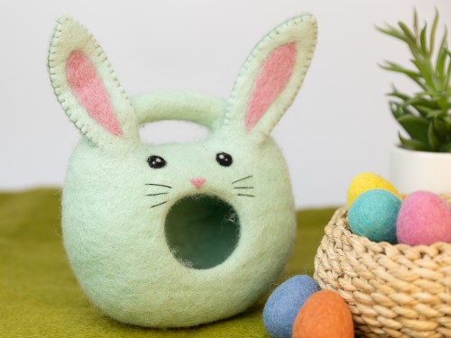 Wool Felt Bunny Easter Basket