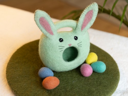 Wool Felt Bunny Easter Basket