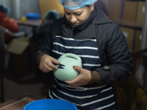 Small Wool Felted Cat Easter Basket