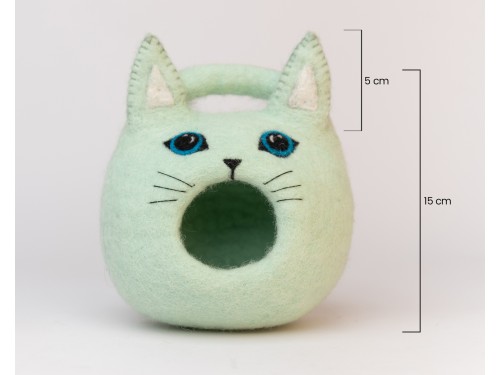 Small Wool Felted Cat Easter Basket