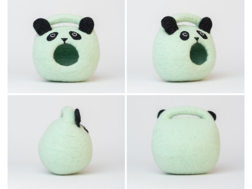 Handmade Felt Kids Panda Easter Egg Basket