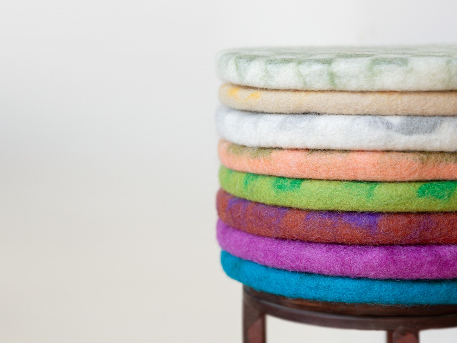 Wool Felted Round Thick Chair Seat Pads - Felt and Yarn