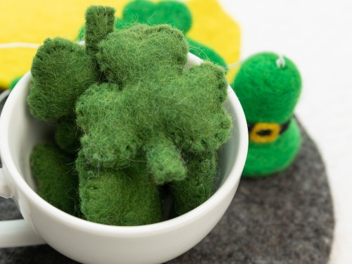 6cm Mini Felt Shamrocks, Felt Clovers