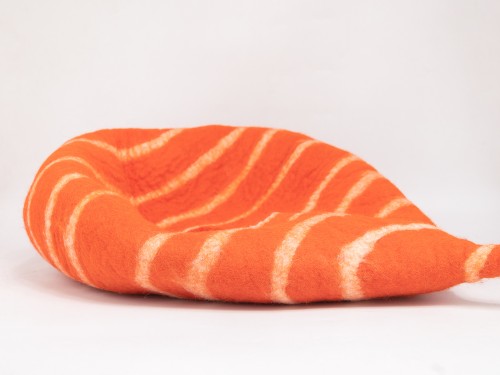 Felt Orange Striped Tendril Cat Cave Shrinked.