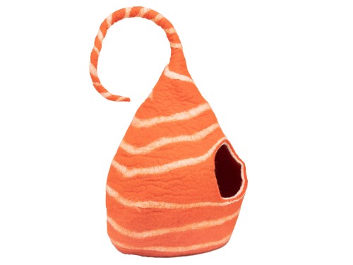Felt Orange Tendril Cat Cave Side