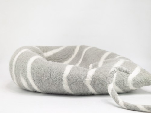 Felt Gray Tendril Striped Cat House Squeezed