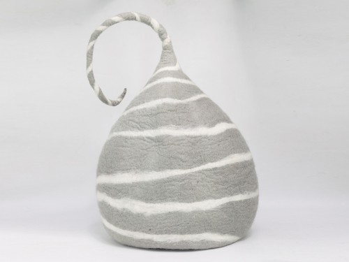 Felt Gray Tendril Striped Cat House Back