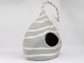 Felt Gray Tendril Striped Cat House Side
