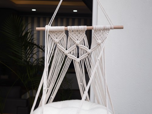 Cat Macrame Hammock Bed with Wool Cushion