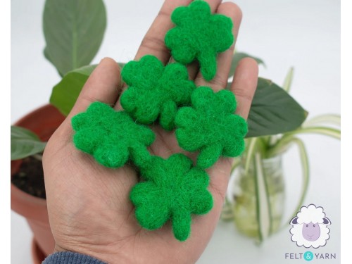 6cm Green Felt Clover