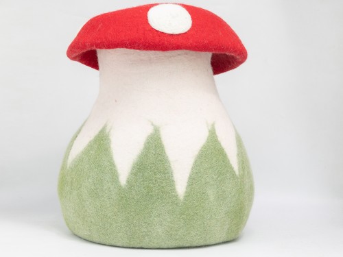 Handmade Wool Felt Mushroom Cat Cave